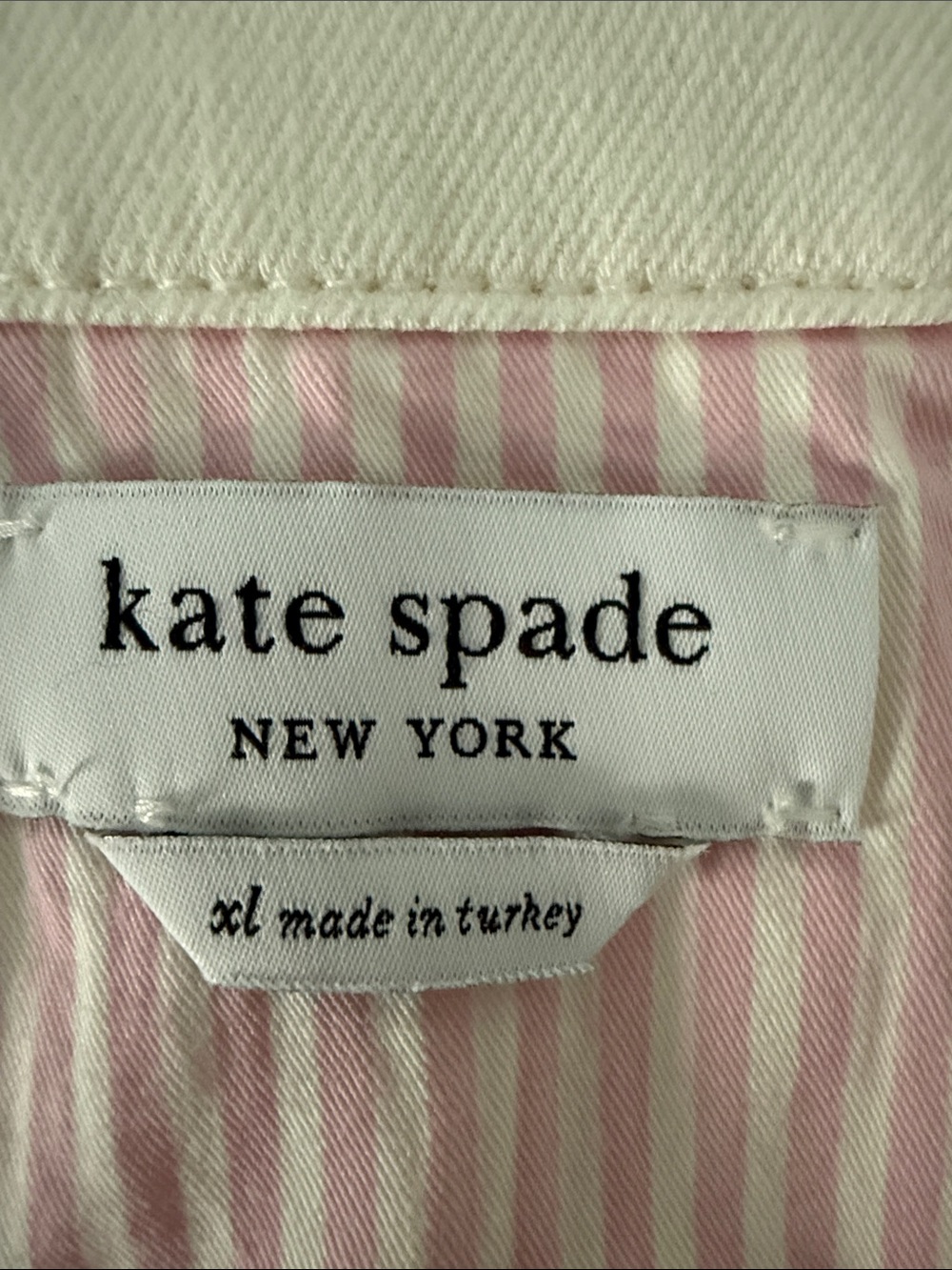 kate spade Cream Denim Jacket with Pink Striped Lining - Picture 2 of 3